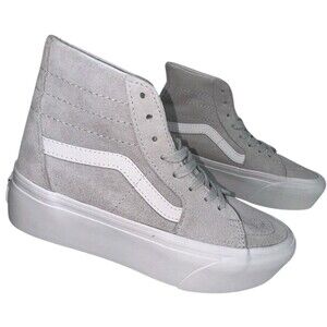 Vans Womens Size 6 Gray Suede Sneaker Shoes SK8-Hi Taper Stackform Platform New